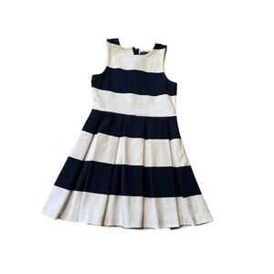Polo Ralph Lauren Girls M 8-10 Navy White Striped Sleeveless Pleated Dress